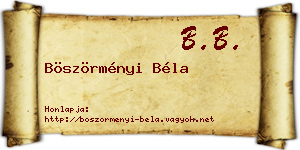 Böszörményi Béla névjegykártya